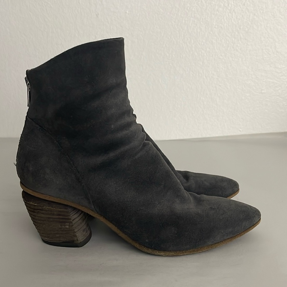 Officine Creative Gray Suede Block Heel Ankle Booties Women's EU 37 US 7